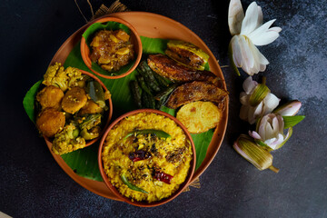 Bhoger Khichuri and Labra Served in Traditional Clay Thali | Bengali Niramish Puja Bhog | Authentic Durga Puja Special Vegetarian Feast