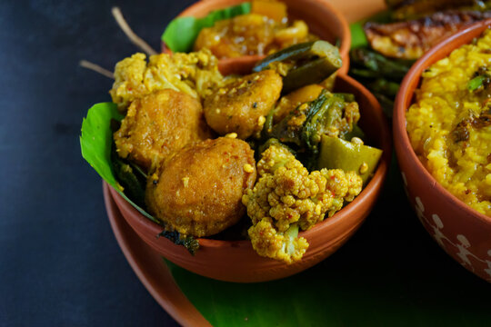Bhoger Khichuri and Labra Served in Traditional Clay Thali | Bengali Niramish Puja Bhog | Authentic Durga Puja Special Vegetarian Feast