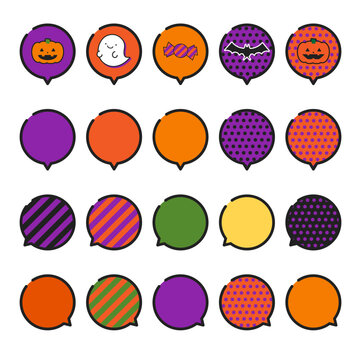 ハロウィンの吹き出しイラストベクター素材セット