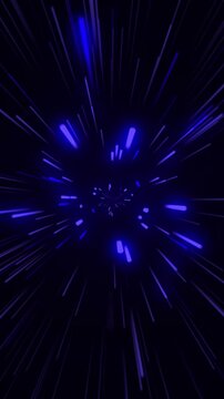 Abstract digital artwork of vibrant blue light streaks creating a dynamic, futuristic effect. cosmic enery, radiating outward from a central point vertical background