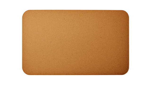 A smooth. rectangular cork board with a natural brown texture. placed on a white background. ideal for office or home organization. its minimalist design and functionality