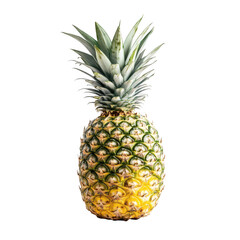 Fototapeta premium A pineapple with a lush green crown and bright yellow body. prominently displayed against a clean white background. ideal for food photography. culinary blogs. or tropical-themed designs