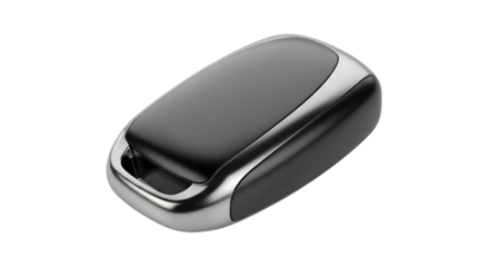 A sleek, modern smart car key fob with no buttons or logo, featuring a minimalist design isolated on a clean white background