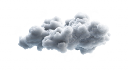 A fluffy gray cloud floating against a white background. its soft texture and shape. ideal for use in design projects related to weather. nature. or tranquility themes