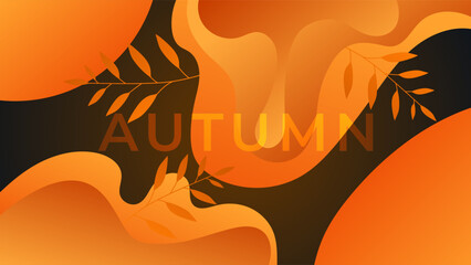 AUTUMN BACKGROUND BRIGHT ABSTRACT HANDDRAWN SHAPE GRADIENT ORANGE BROWN COLORFUL DESIGN VECTOR. GODD FOR FLYER, BANNERS, PRINT, WEBSITE, WALLPAPER, COVER DESIGN, GREETING CARD