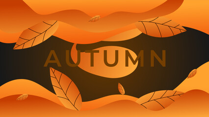AUTUMN BACKGROUND BRIGHT ABSTRACT HANDDRAWN SHAPE GRADIENT ORANGE BROWN COLORFUL DESIGN VECTOR. GODD FOR FLYER, BANNERS, PRINT, WEBSITE, WALLPAPER, COVER DESIGN, GREETING CARD
