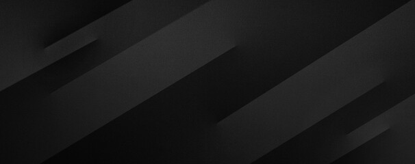 Black white dark gray abstract modern style background. Geometric shape. Line stripe layer diagonal. Light shadow silver metallic. Business ad technology tech minimal.Empty design template.Wide banner