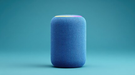 A blue speaker with a blue cord
