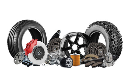 Car parts or auto car spare isolated on white background. © Emma Grace