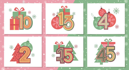 Festive Christmas countdown numbers with gifts and ornaments create holiday magic for advent calendars and seasonal greetings