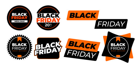 Obraz premium Black Friday Sale Badges Vector Design Set