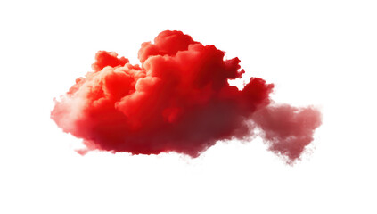A red cloud floating against a white background. creating a striking visual contrast. ideal for use in creative projects. designs. or as a backdrop for various artistic expressions