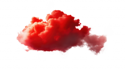 A red cloud floating against a white background. creating a striking visual contrast. ideal for use in creative projects. designs. or as a backdrop for various artistic expressions