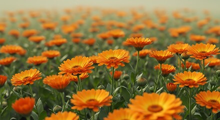 Orange flower field