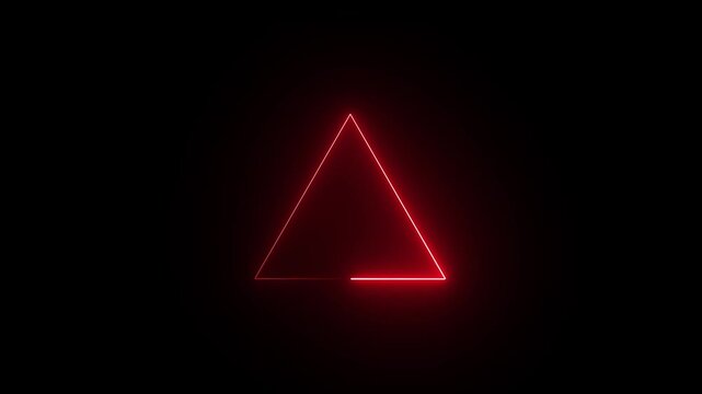 Tringle Blue and Red Glowing Neon Lights Line,Triangle neon lights. Neon color geometric triangle on a dark background.  4k - Powered by Adobe