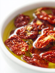 Dried tomatoes soaked in olive oil, ready for flavorful adding to dishes