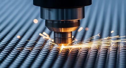 Precision Laser Cutting Machine Sparks Fly on Metal Surface