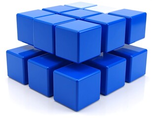 Obraz premium Blue cube stack on white background