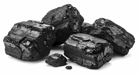 Obraz premium Group of Coal Isolated on White Background