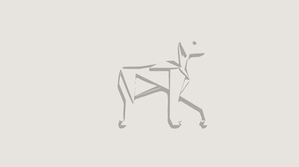 Stylized line drawing of a canine, possibly a dog or wolf, depicted in a minimalist, geometric style on a neutral background.