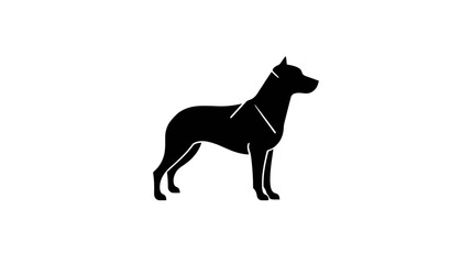 Silhouette of a dog standing proudly, showcasing its form against a plain white background.