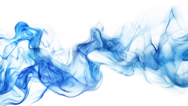 A flowing abstract design featuring soft. swirling blue smoke against a clean white background. creating a serene and artistic atmosphere suitable for various creative projects