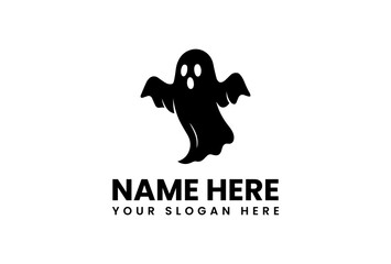 Simple Silhouette of a Spooky Ghost in Flight.