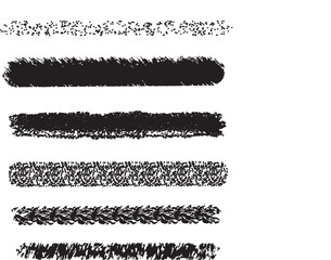 Crayon  Brush Stroke Lines Set – Black Ink Texture Borders Vector