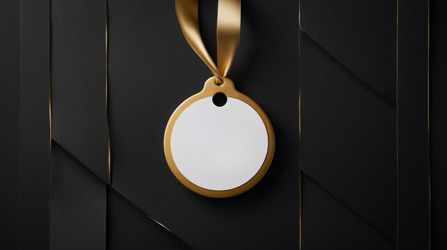 Gold Circle Gift Tag with Ribbon