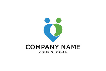 global community logo, family children teenager social support, human resource company, business people networking connect cooperation logotype