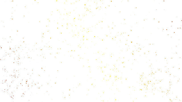 Golden cracked and distressed grunge background with shiny foil elements. Luxury gold shimmer texture with glowing flakes on transparent background. 