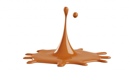 A dynamic splash of brown liquid creating an artistic pattern against a clean white background. illustrating fluid motion and texture. ideal for design and creative projects