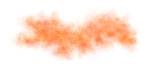Thick orange smoke cloud on transparent background isolated on black for atmospheric visual effects or overlays