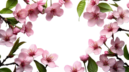 Colorful floral frame on white or transparent background