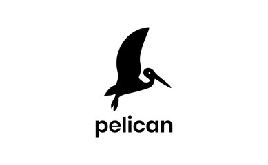 Beautiful pelican bird vector illustration design icon with tropical wildlife nature concept silhouette art abstract logo symbol feather ocean beach and creative style