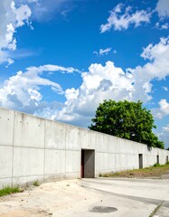 Concrete wall under a bright sky