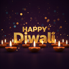 Happy Diwali Festival With Candle Lights And Decoration