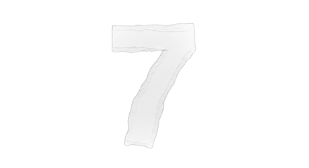 Textured White Number Seven Isolated on White.