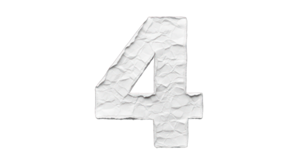 Textured Paper Number Four Isolated on White.