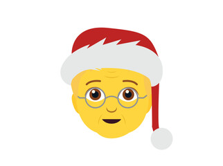 Mx Santa Claus Christmas hat non-binary person holidays glasses emoji symbol sign icon vector illustration isolated flat