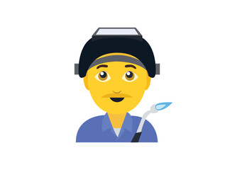 Factory Worker man person welding gun emoji symbol sign icon vector illustration isolated flat