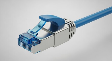 Modern blue ethernet cable connector for high-speed internet connection, perfect for networking solutions and data transfer in business and home setups