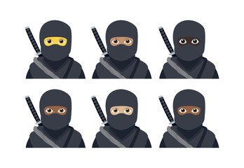 ninja martial arts person fight spy emoji symbol sign icon vector illustration isolated flat © valvectors
