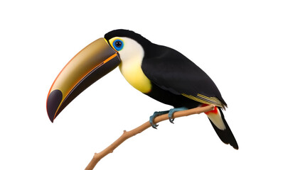 Naklejka premium Keel Billed Toucan, from Central America. Isolated on White.