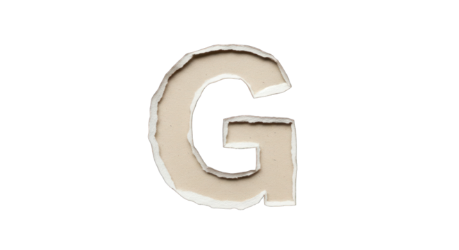 Torn Paper Letter G Ragged Edges Beige Cardboard. - Powered by Adobe