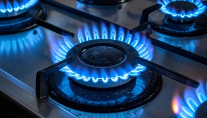 Close-up gas stove burners