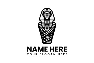 Stylized Black and White Egyptian Mummy Portrait.