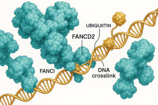 DNA Crosslink and Proteins - Medical Illustration