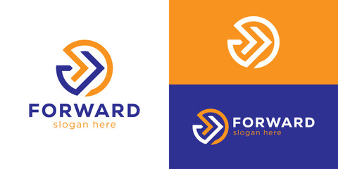 Creative simple forward logo template. Business forward logo design vector illustration.