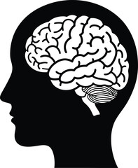 Obraz premium Human brain vector symbol illustration isolated on white background